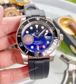 Fake Rolex Submariner D-Blue Dial Rubber Strap Watch 40mm